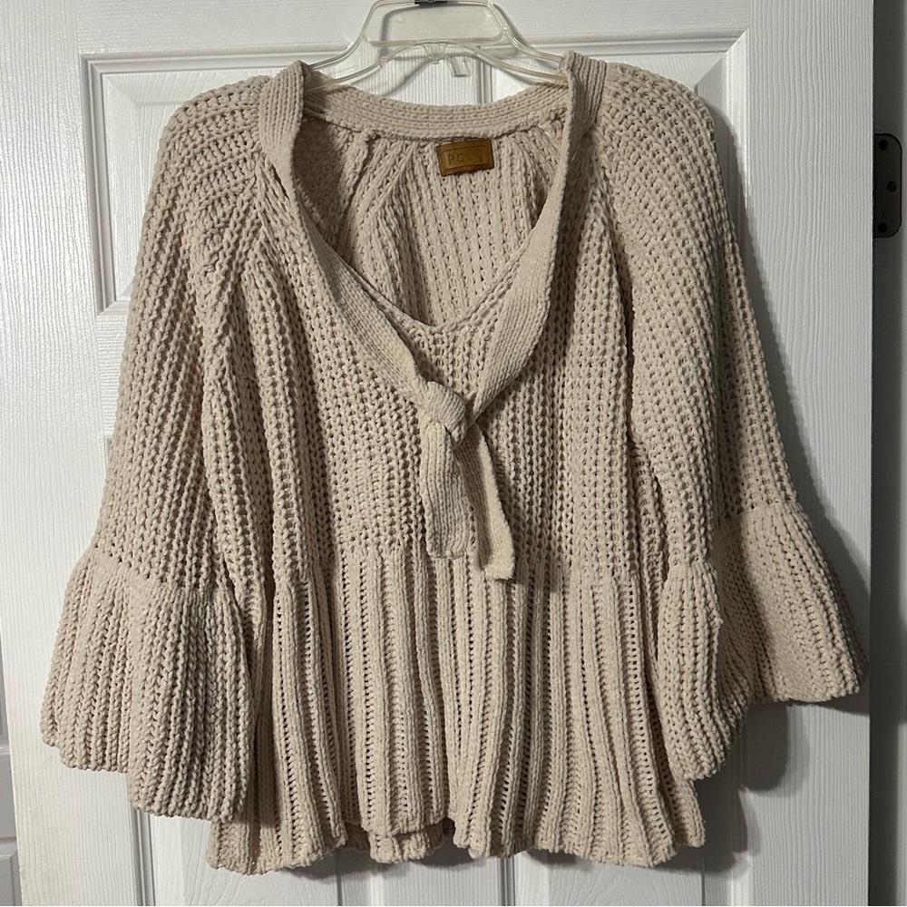 POL Cream V-Neck Sweater